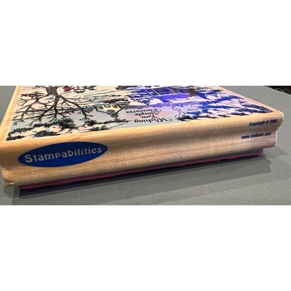 STAMPABILITIES 'Winter Wish' Large Wooden Mounted Rubber Stamp Vintage Christmas - Picture 5 of 7